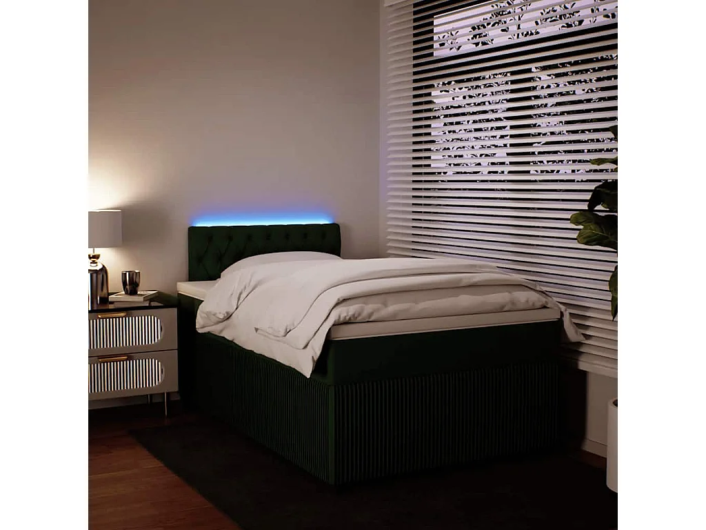 Boxspringbett mit Matratze Dunkelgrün 120x200 cm Samt