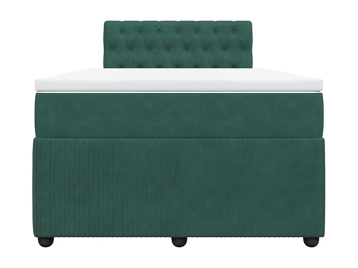 Cama boxspring com colchão 120x200 cm veludo verde-escuro