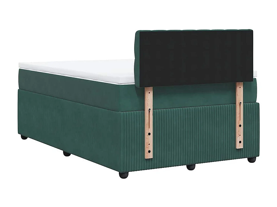 Cama boxspring com colchão 120x200 cm veludo verde-escuro