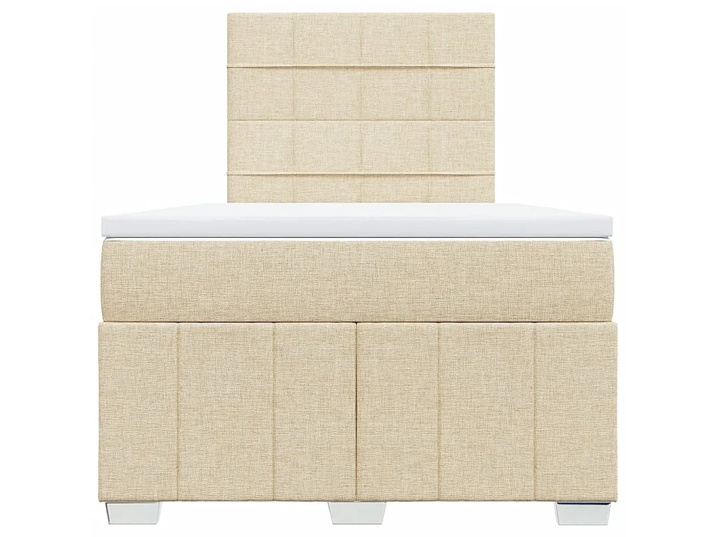 Sommier à lattes de lit avec matelas crème 120x190 cm tissu