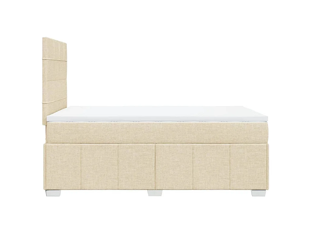 Cama box spring con colchón tela color crema 120x190 cm