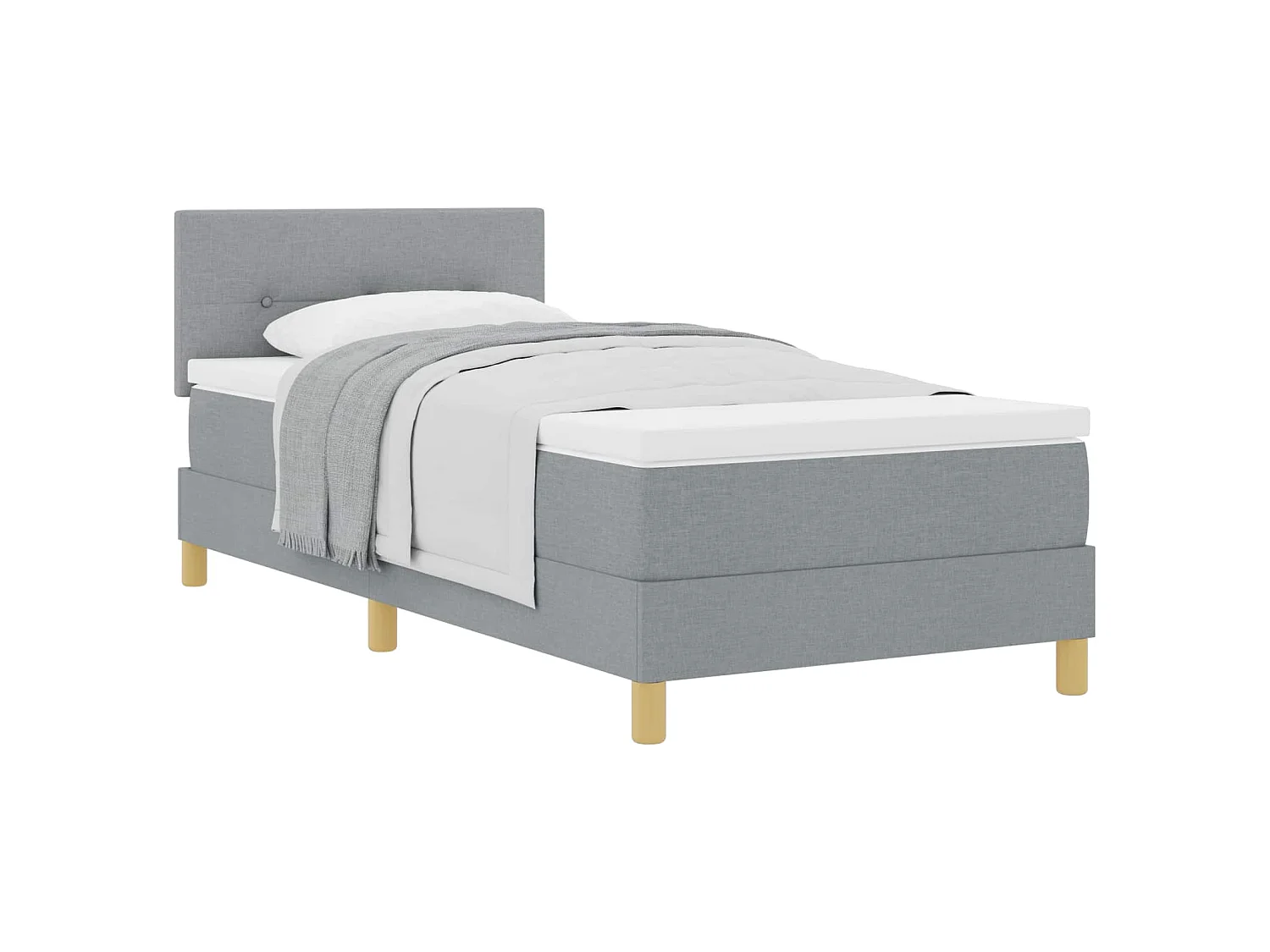 Letto a molle con cuscino Grigio chiaro 100 x 200 cm Tessuto