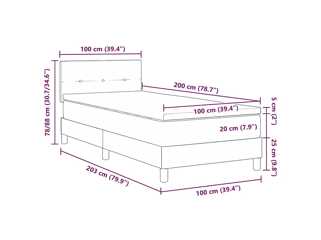 Letto a molle con cuscino Grigio chiaro 100 x 200 cm Tessuto