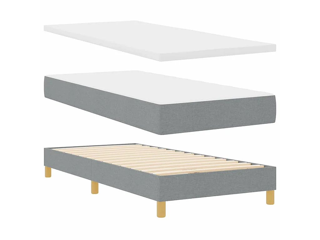 Letto a molle con cuscino Grigio chiaro 100 x 200 cm Tessuto