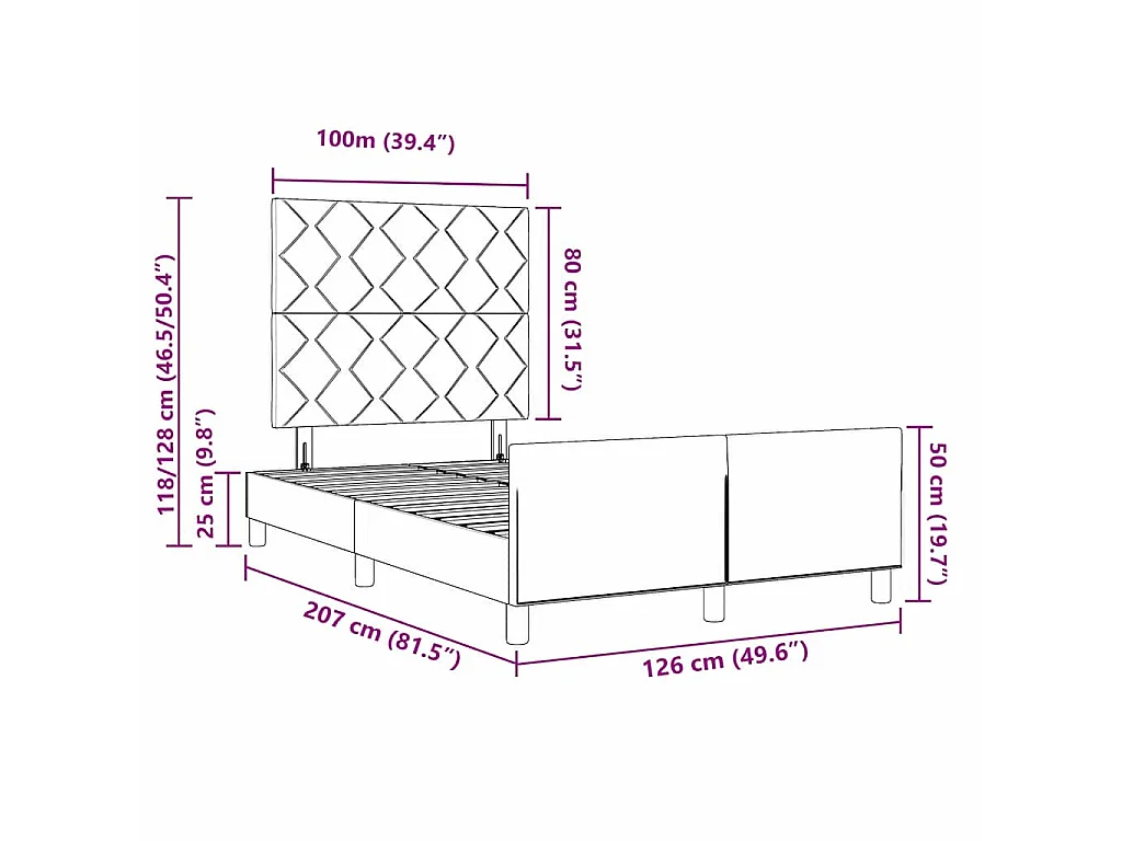 Boxspringbett mit Kopfteil Schwarz 120 x 200 cm Samt