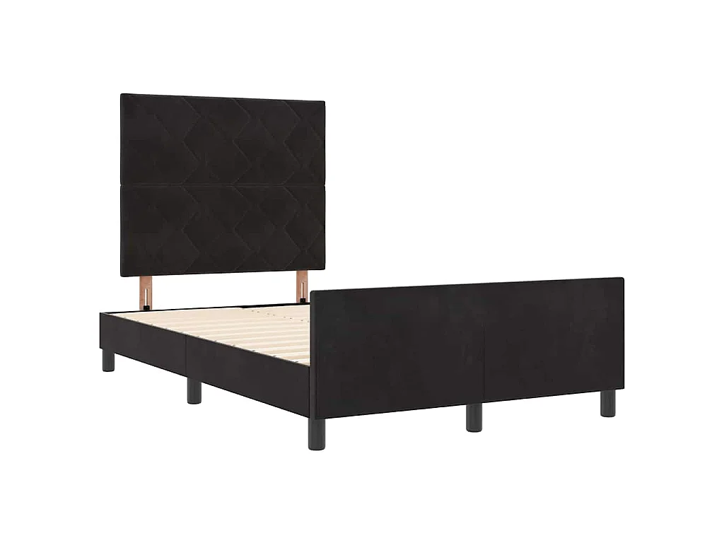 Boxspringbett mit Kopfteil Schwarz 120 x 200 cm Samt