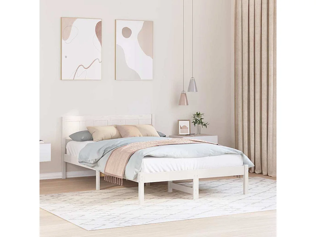 Struttura del letto Bianco 120 x 190 cm Legno massello di pino