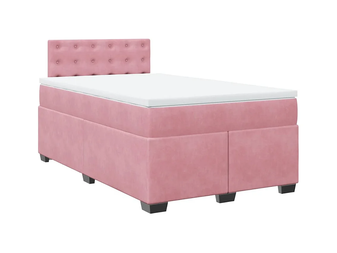 Sommier à lattes de lit avec matelas rose 120x190 cm velours