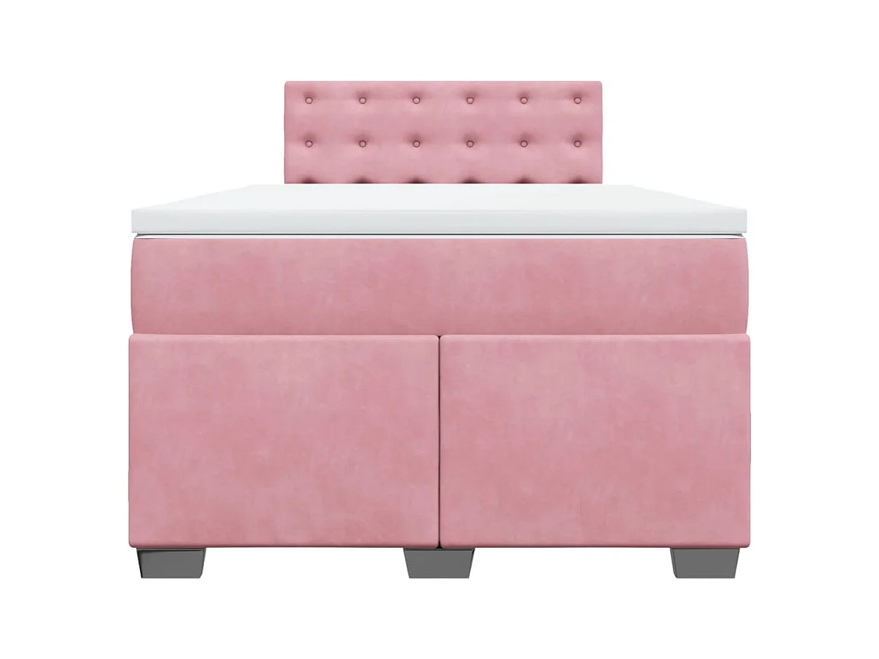 Sommier à lattes de lit avec matelas rose 120x190 cm velours