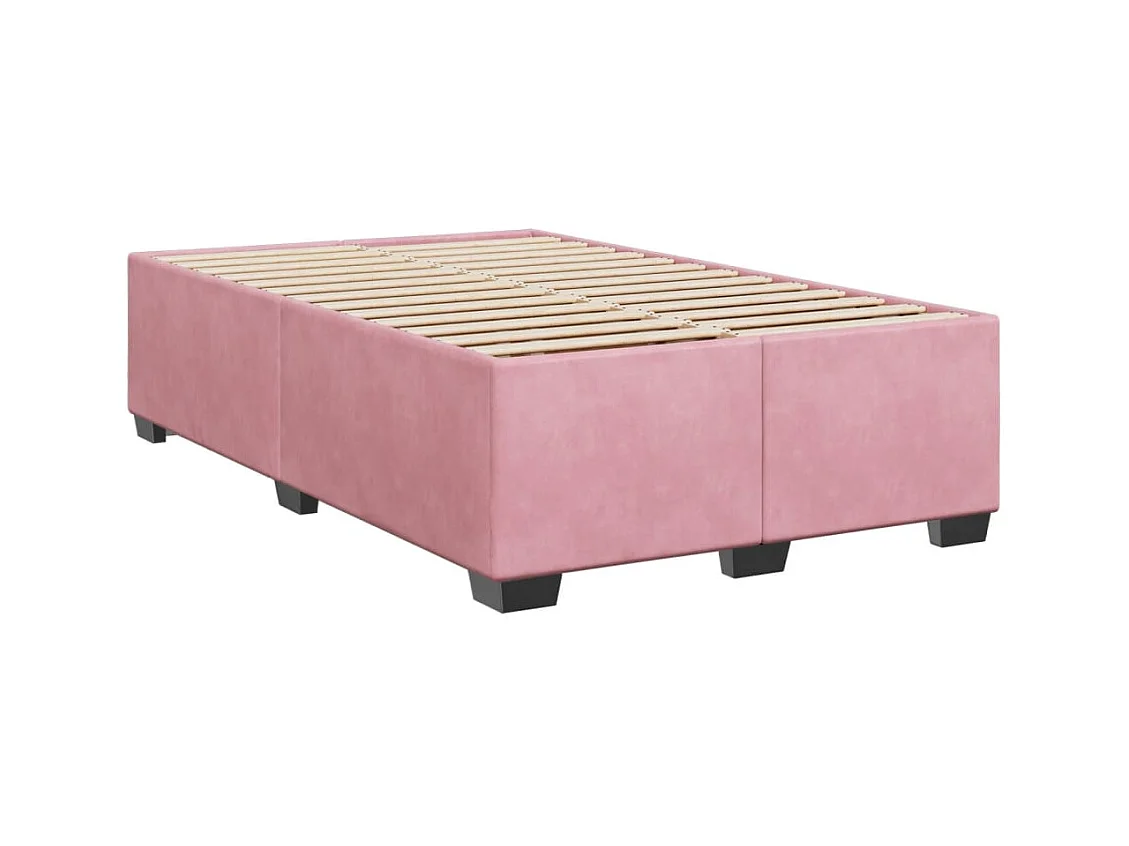 Sommier à lattes de lit avec matelas rose 120x190 cm velours