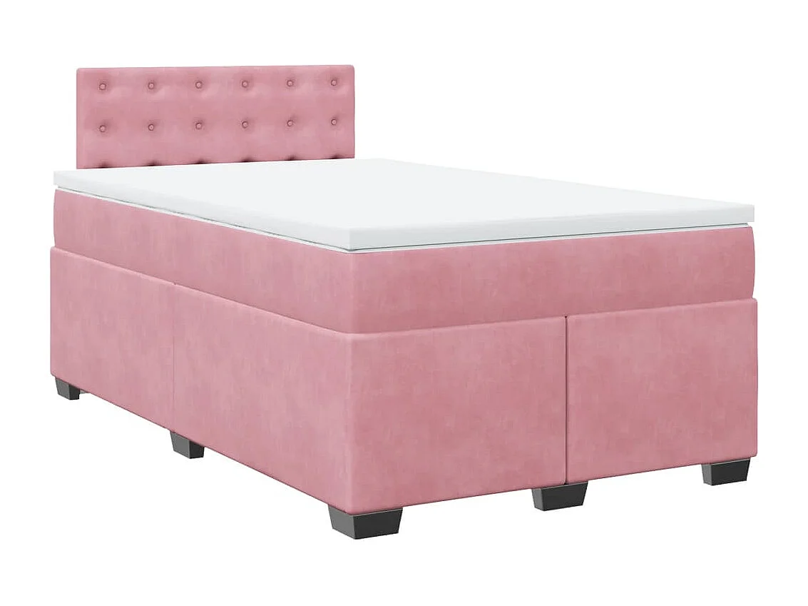 Cama box spring con colchón terciopelo rosa 120x190 cm