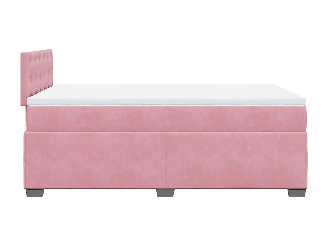 Cama box spring con colchón terciopelo rosa 120x190 cm