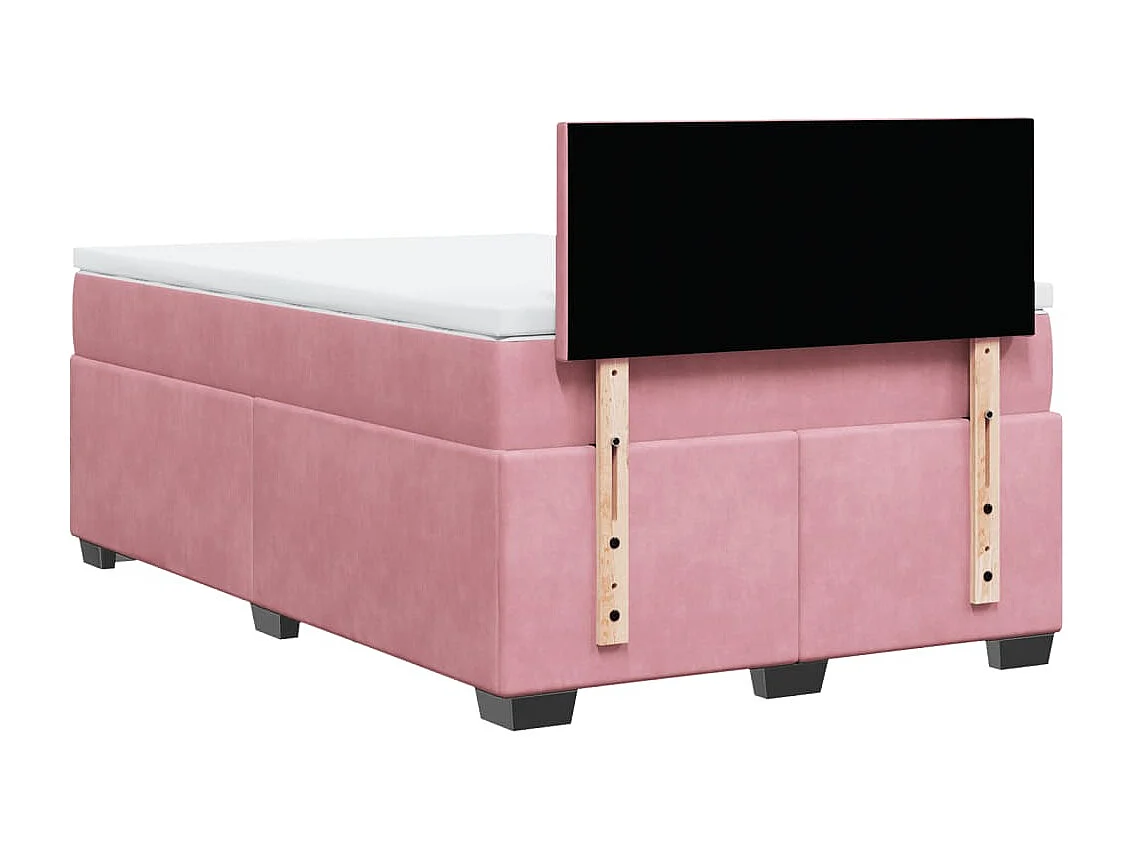 Cama box spring con colchón terciopelo rosa 120x190 cm