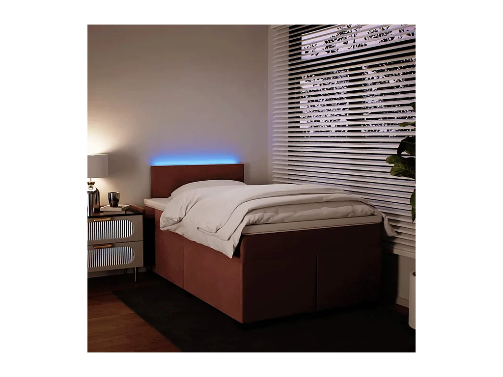 Cama boxspring com colchão 120x190 cm veludo rosa