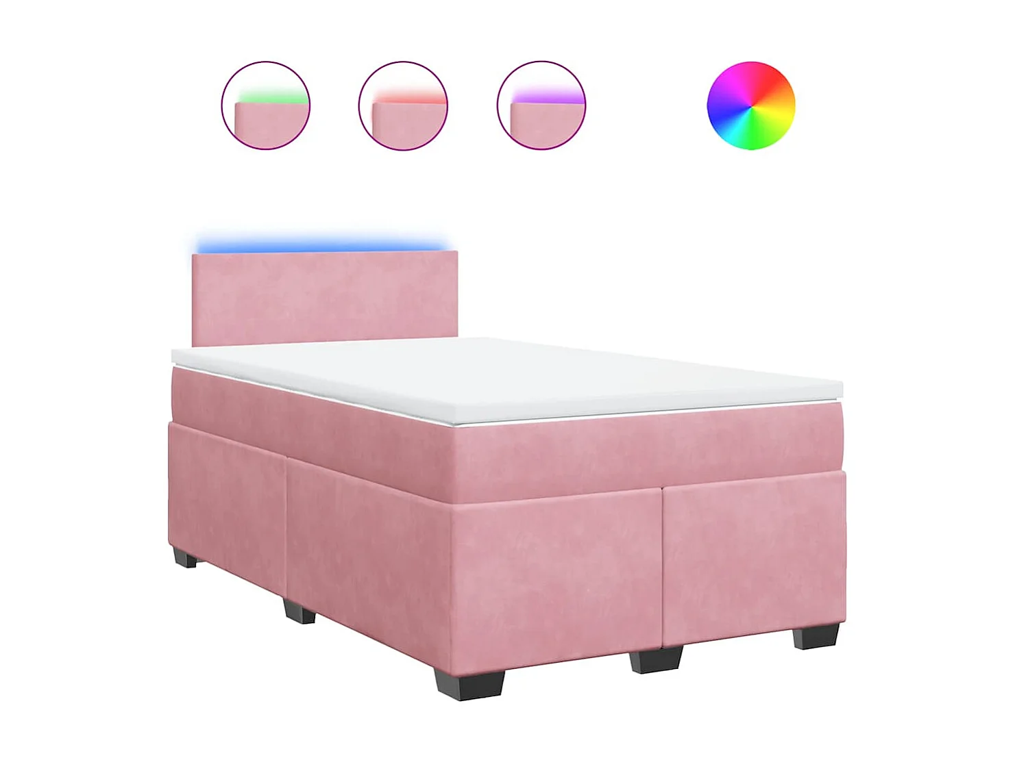 Cama box spring con colchón terciopelo rosa 120x190 cm