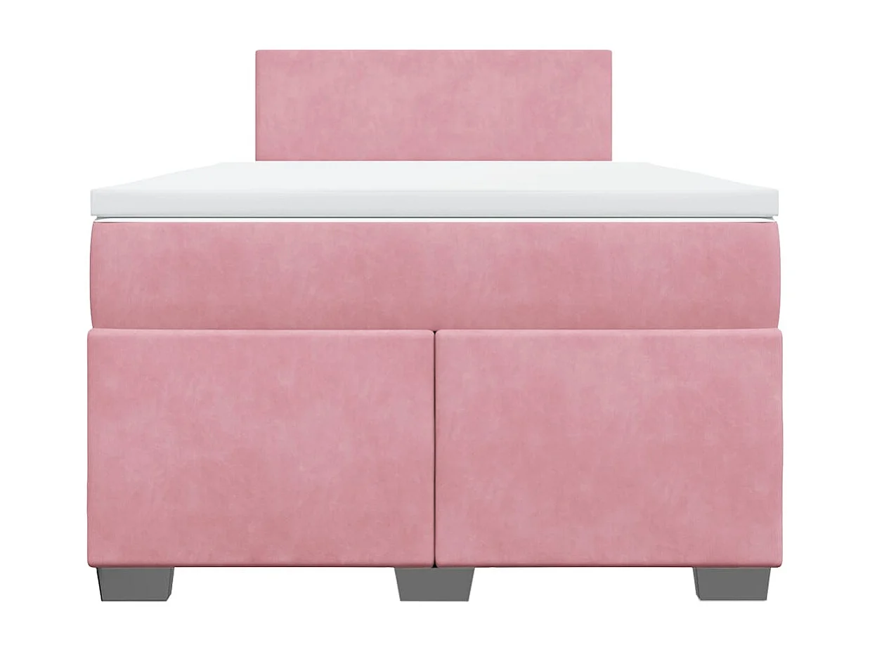 Cama box spring con colchón terciopelo rosa 120x190 cm