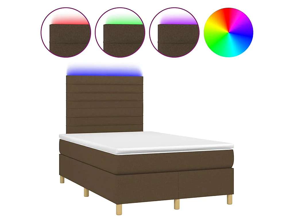 Boxspringbett mit Matratze & LED Dunkelbraun 120x190 cm Stoff