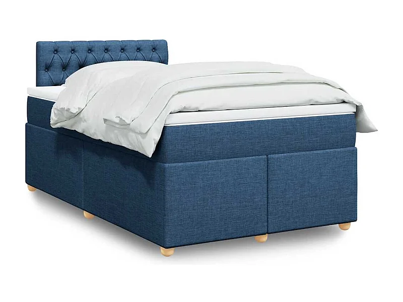 Boxspring met matras stof blauw 120x190 cm