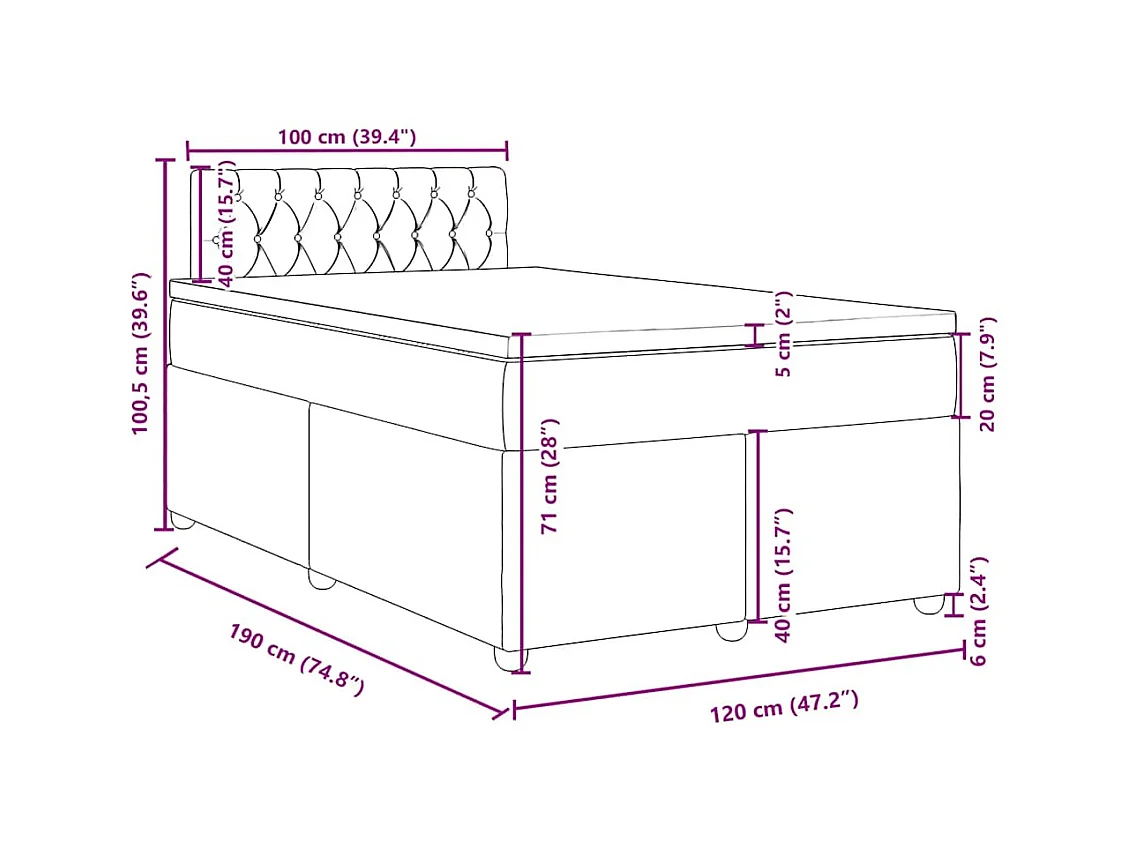 Sommier à lattes de lit avec matelas bleu 120x190 cm tissu