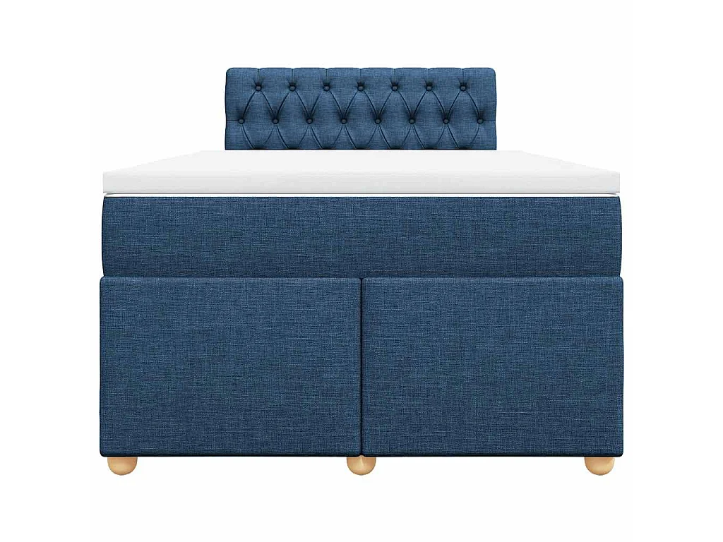 Cama box spring con colchón tela azul 120x190 cm