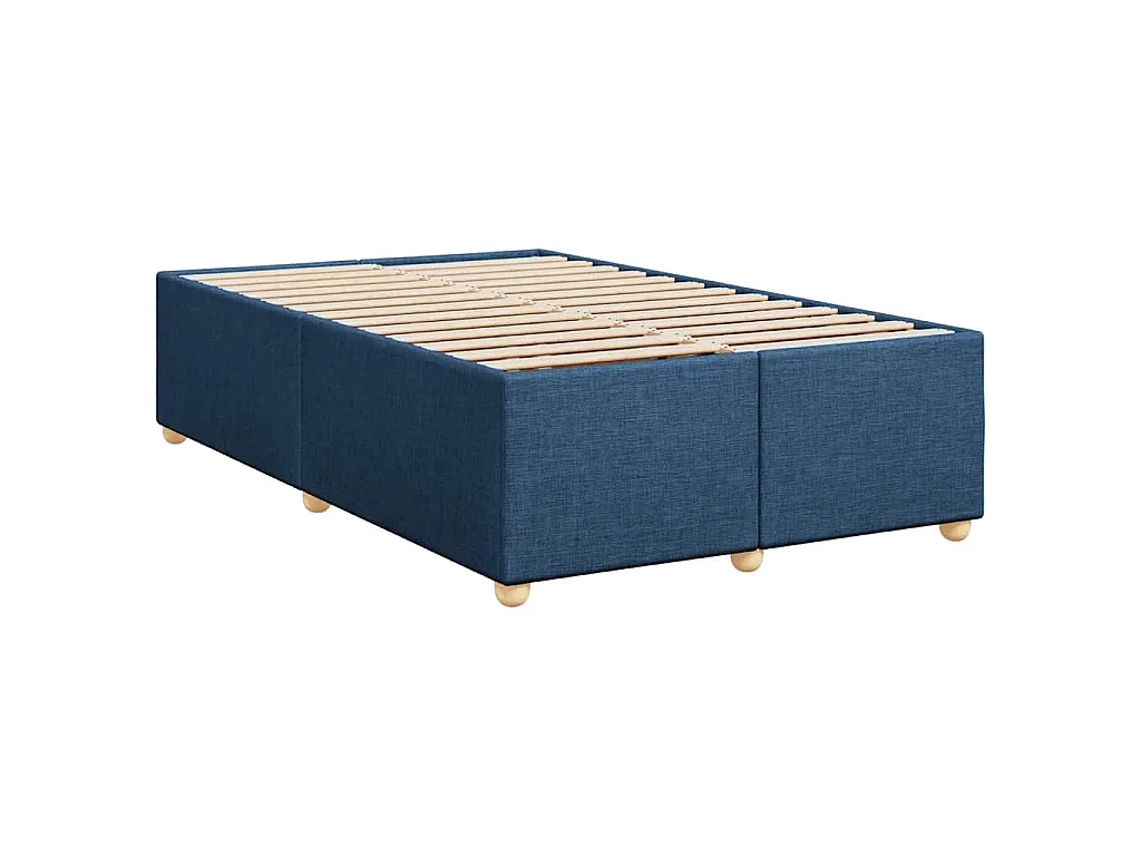 Cama box spring con colchón tela azul 120x190 cm