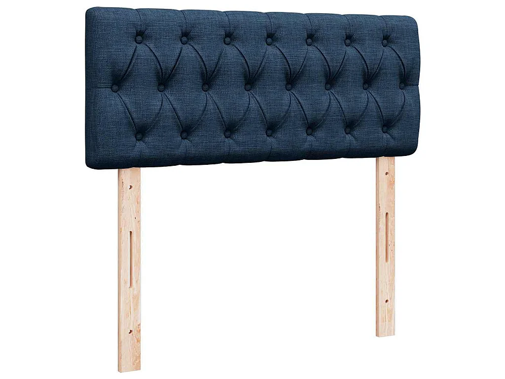 Cama box spring con colchón tela azul 120x190 cm
