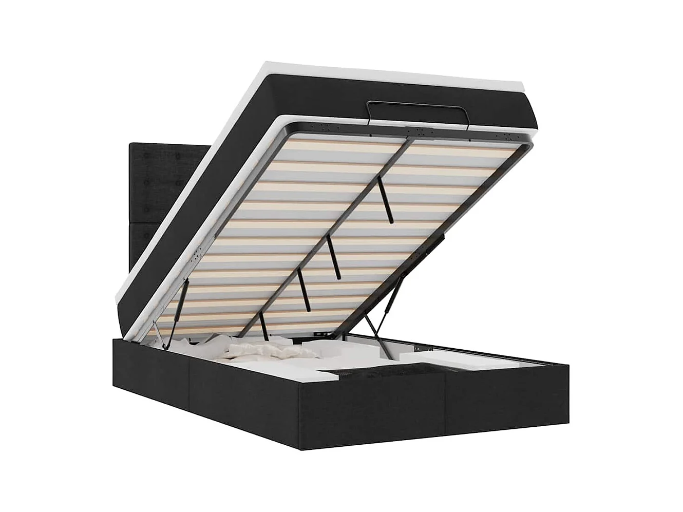 Ottoman-Bett mit Matratze Schwarz 120x200 cm Stoff
