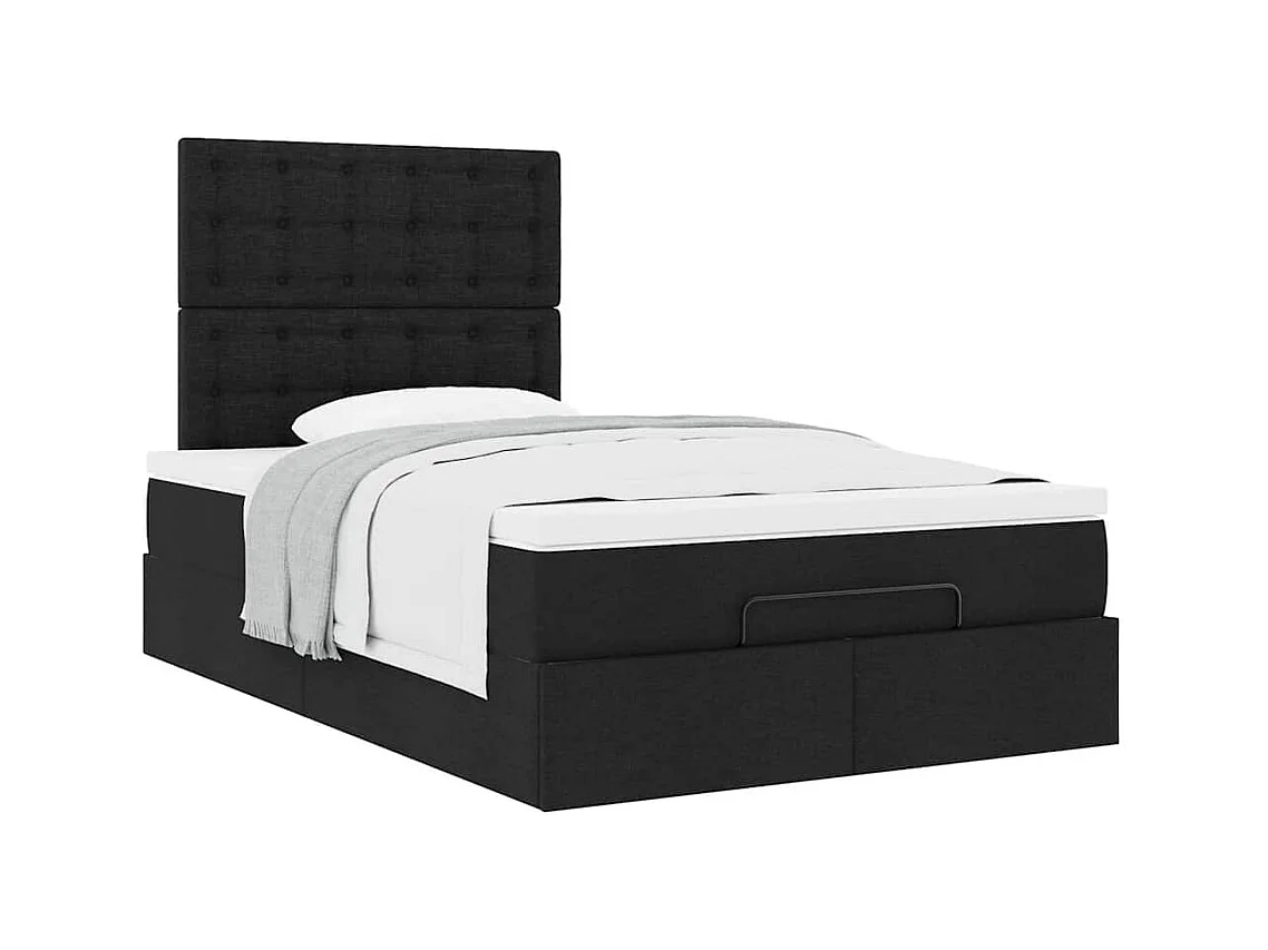 Ottoman-Bett mit Matratze Schwarz 120x200 cm Stoff