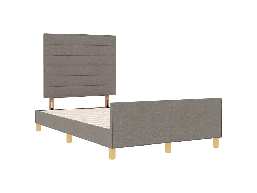 Bettgestell mit Kopfteil Taupe 120 x 190 cm Stoff