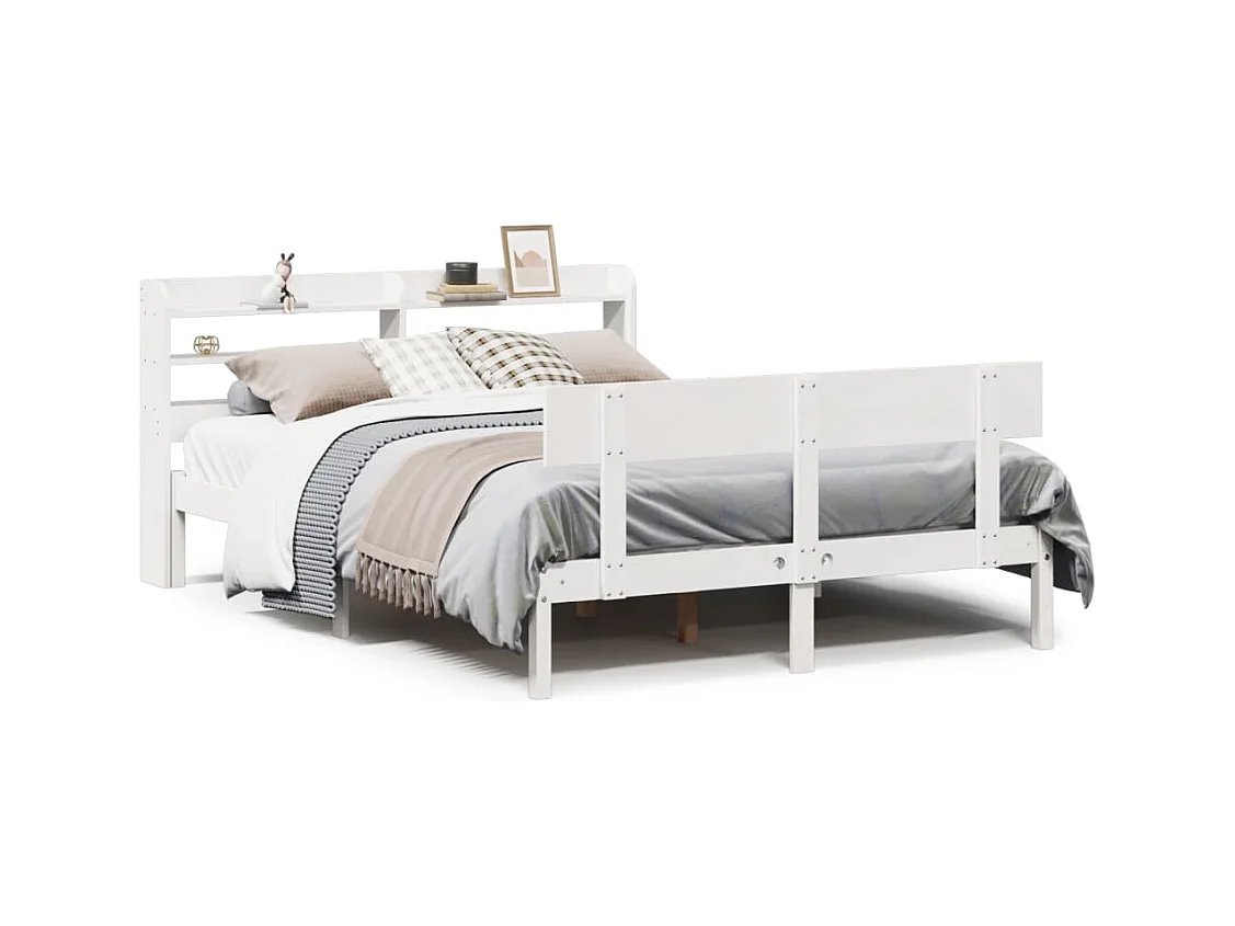 Cadre de lit sans matelas blanc 120x190 cm bois de pin massif