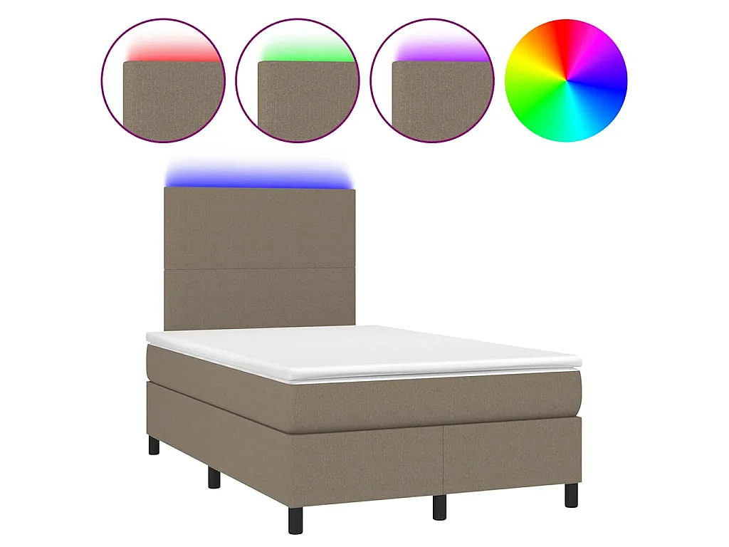 Boxspringbett mit Matratze & LED Taupe 120x190 cm Stoff