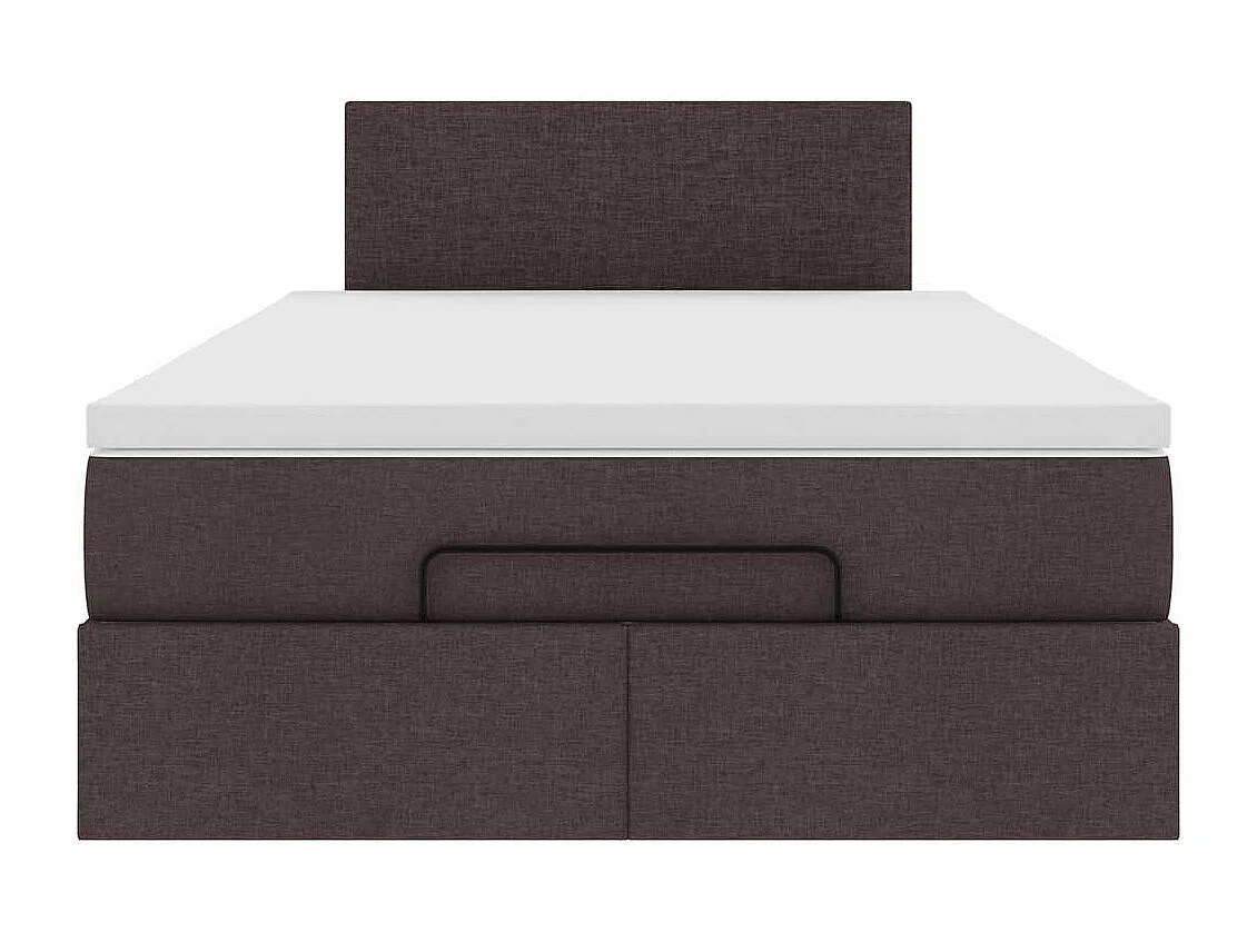Cadre de lit ottoman avec matelas marron foncé 120x190 cm tissu