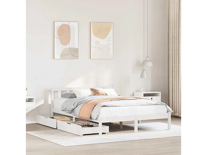 Cadre de lit sans matelas blanc 120x190 cm bois de pin massif