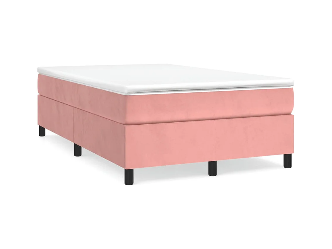 Sommier à lattes de lit avec matelas rose 120x190 cm velours