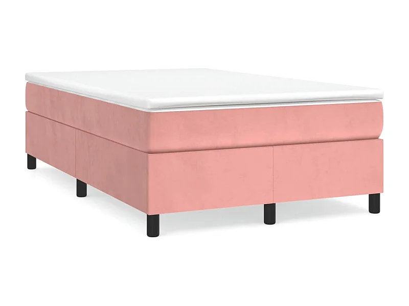 Giroletto a Molle con Materasso Rosa 120x190 cm in Velluto