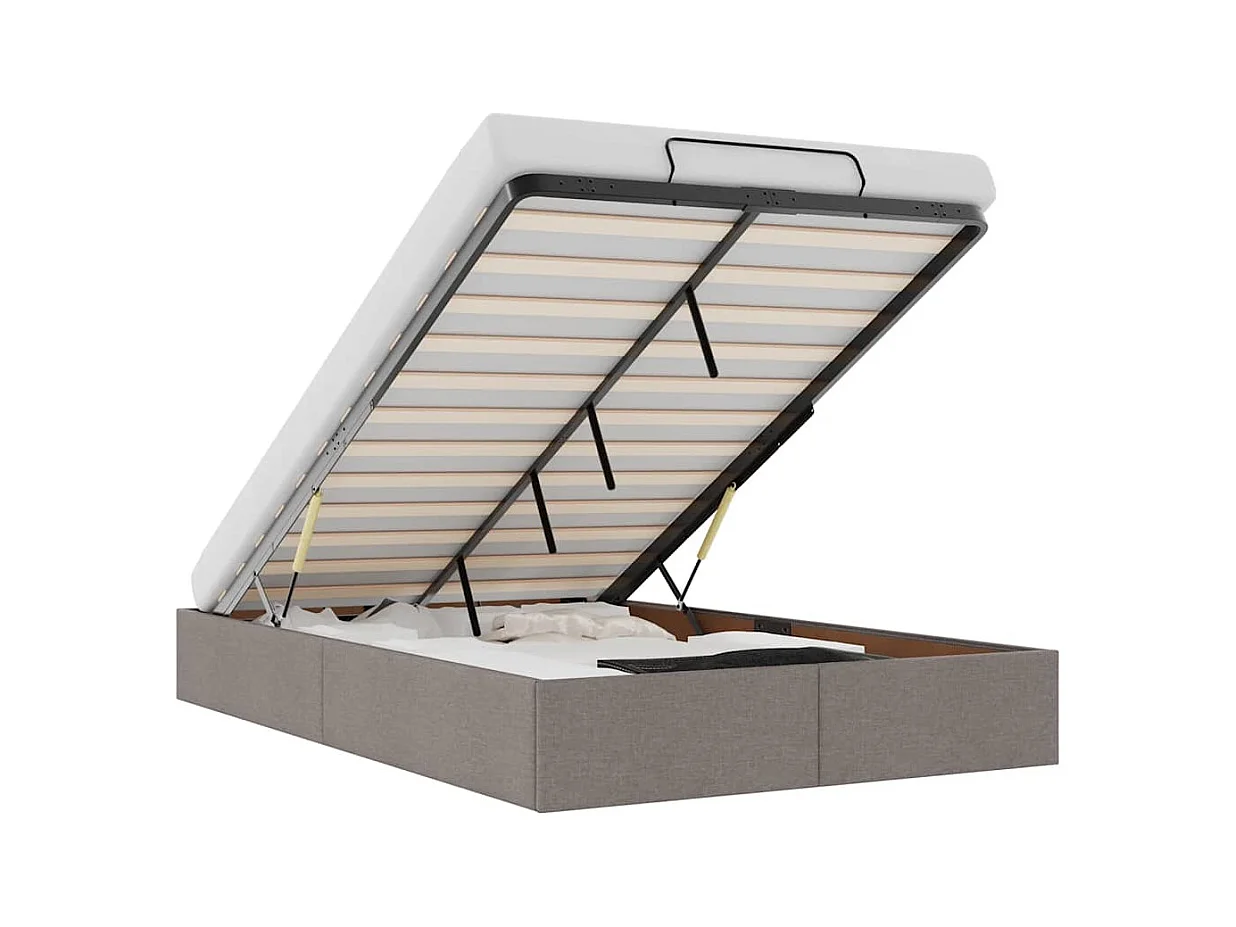 Cadre de lit ottoman sans matelas taupe 120x190 cm tissu