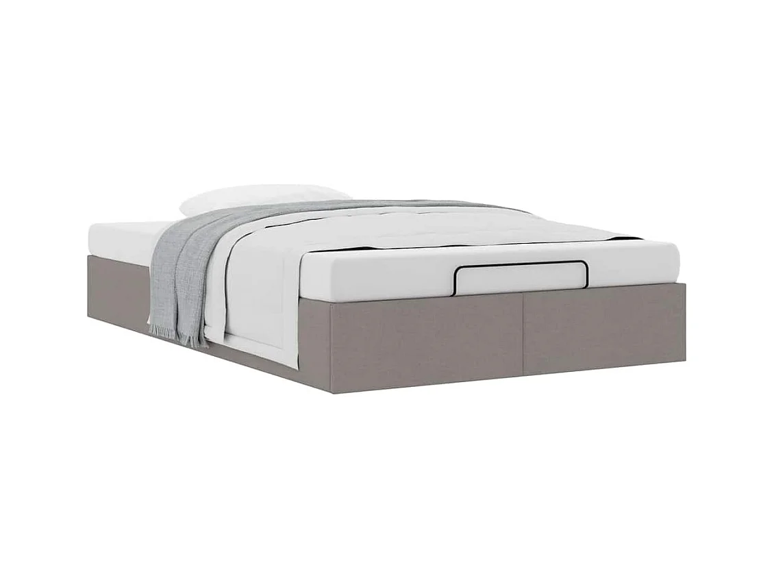 Cadre de lit ottoman sans matelas taupe 120x190 cm tissu