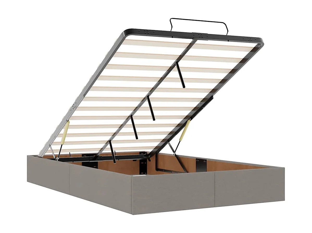 Cadre de lit ottoman sans matelas taupe 120x190 cm tissu