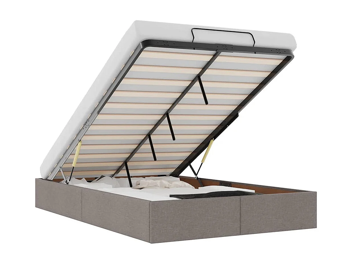 Cadre de lit ottoman sans matelas taupe 120x190 cm tissu