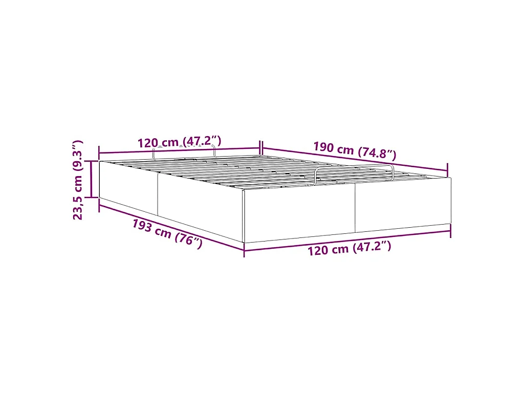 Ottoman-Bett ohne Matratze Taupe 120x190 cm Stoff