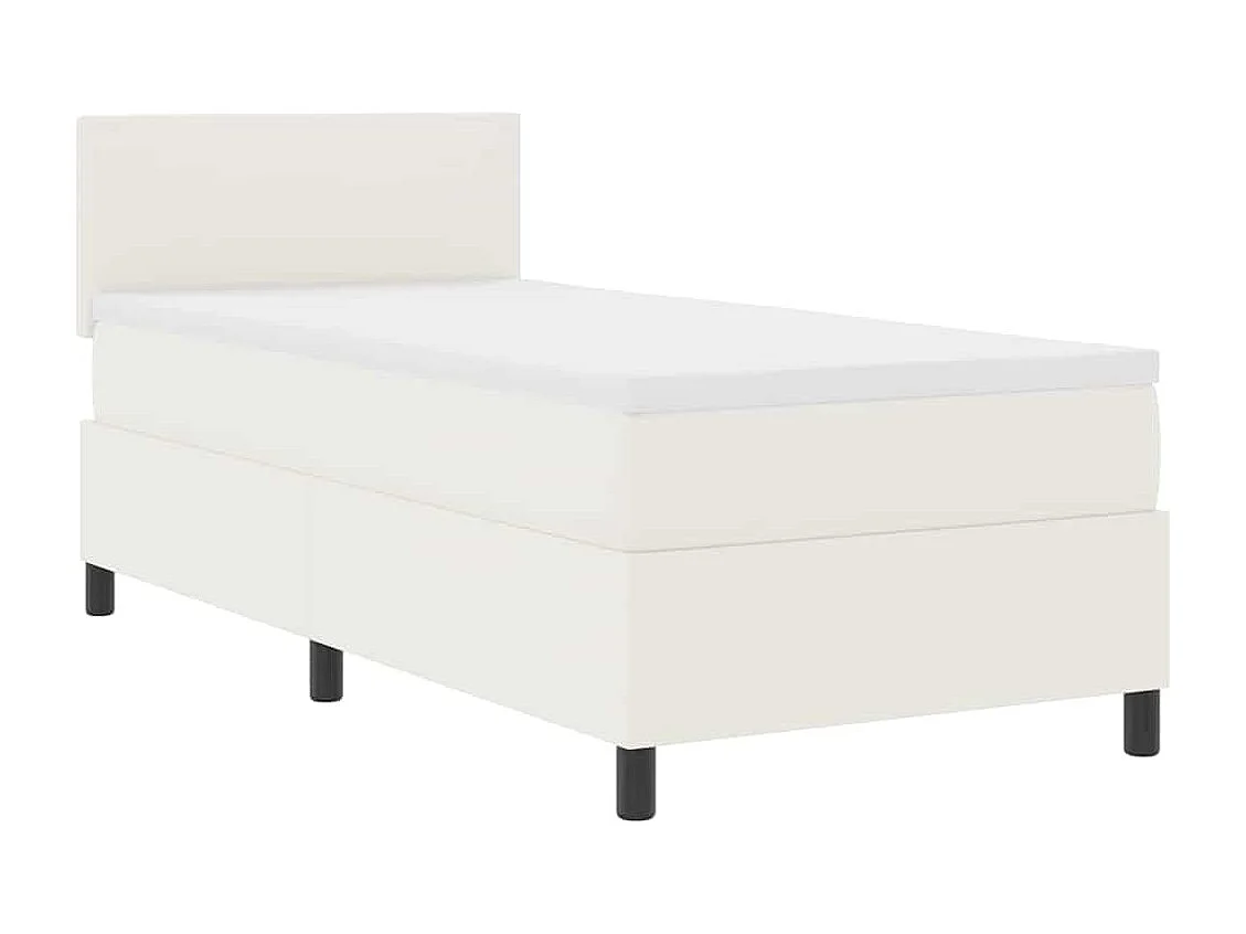 LED Box Spring Bed Crème en Wit 100 x 200 cm Katoen Stof