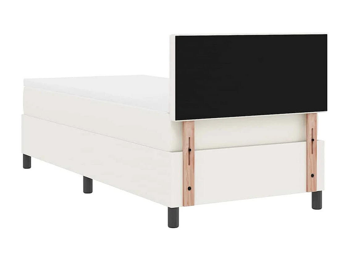 LED Box Spring Bed Crème en Wit 100 x 200 cm Katoen Stof