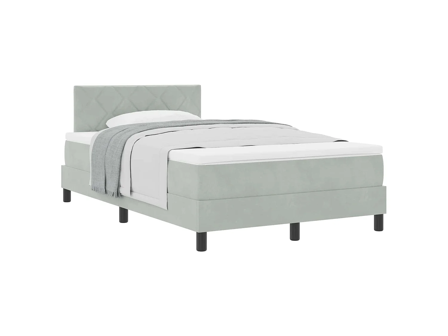Cama tipo Box Spring Gris Claro 120 x 200 cm Terciopelo