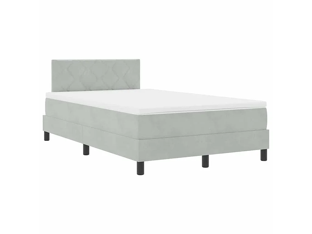 Cama tipo Box Spring Gris Claro 120 x 200 cm Terciopelo