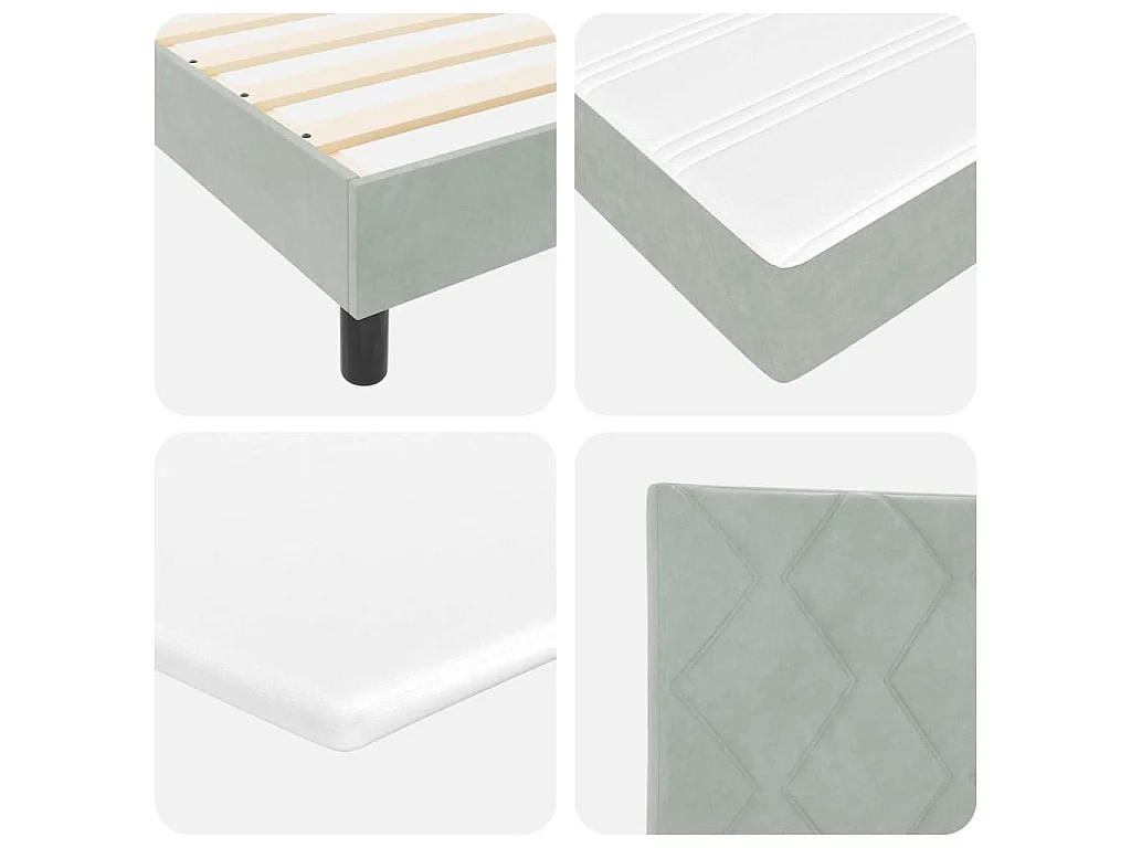 Cama tipo Box Spring Gris Claro 120 x 200 cm Terciopelo