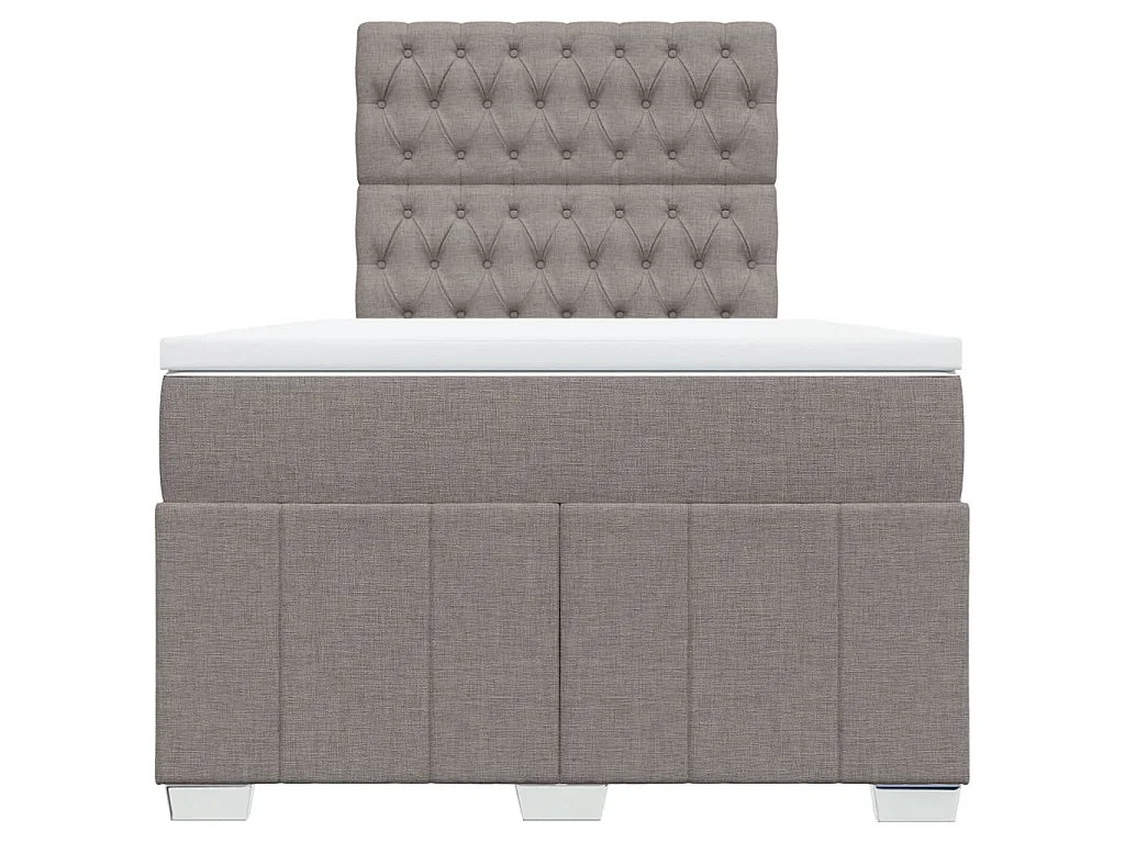 Cama box spring con colchón tela gris taupe 120x200 cm