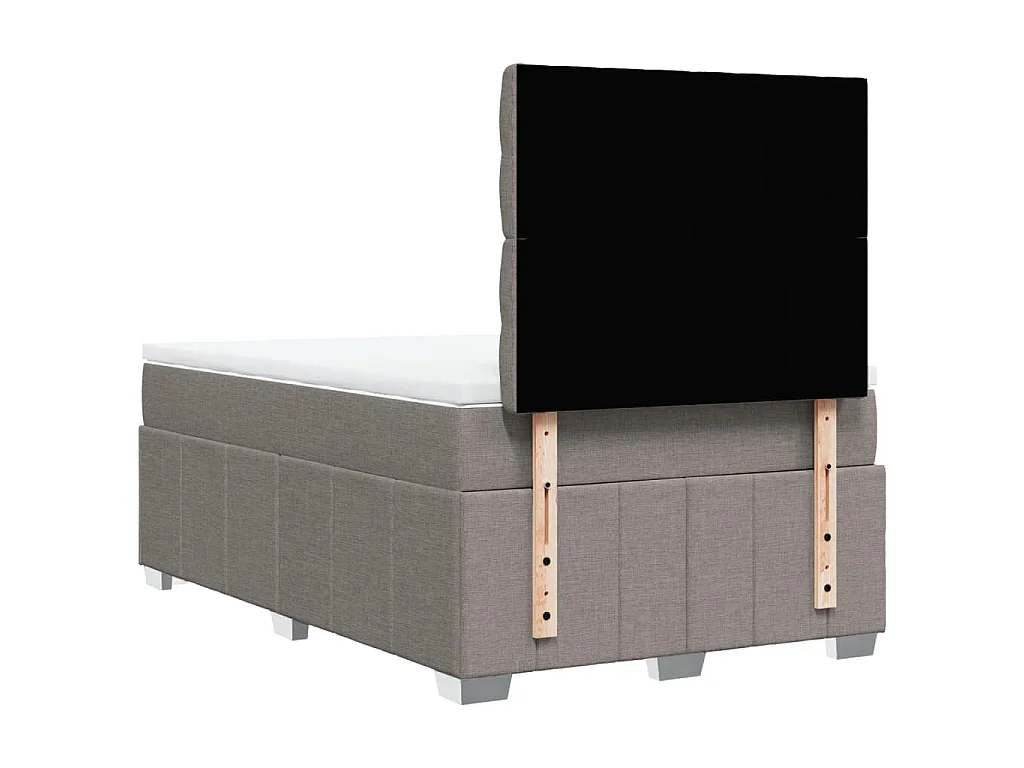 Cama box spring con colchón tela gris taupe 120x200 cm
