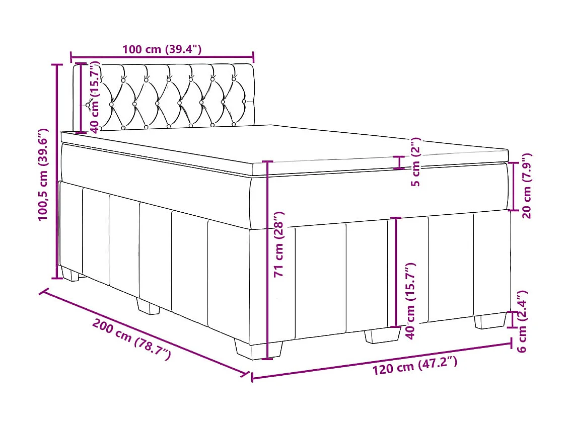 Boxspringbett mit Matratze Dunkelgrau 120x200 cm Stoff