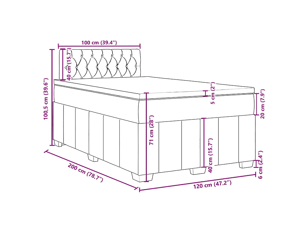 Boxspringbett mit Matratze Dunkelgrau 120x200 cm Stoff