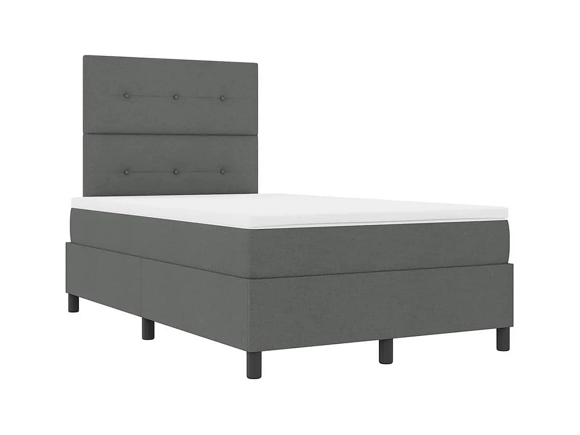 Cama tipo Box Spring con colchón Gris oscuro 120 x 200 cm tela